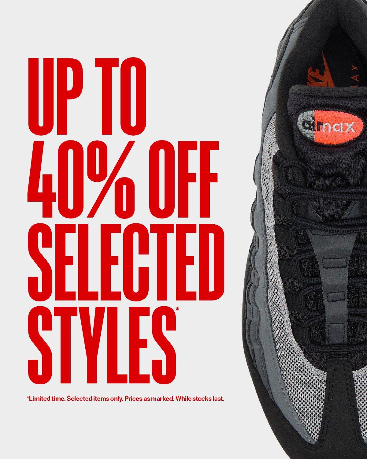 Up To 40% Off Selected Styles