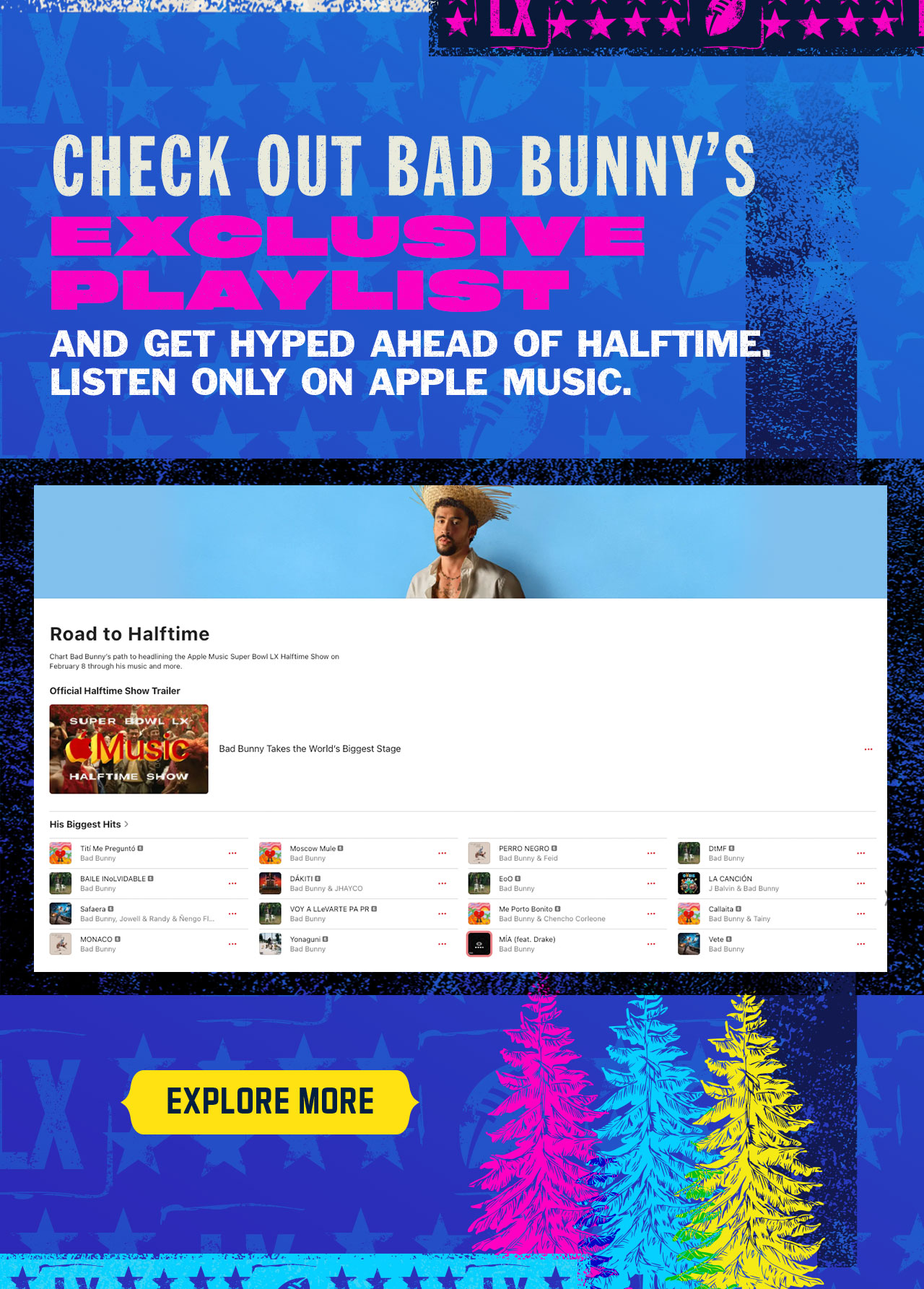 Check Out Bad Bunny's Exclusive Playlist. Explore More.