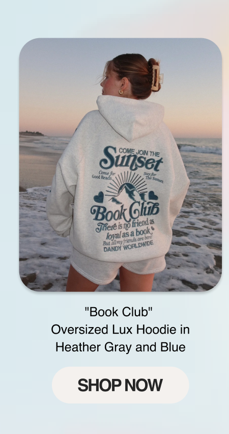 "Book Club" Oversized Lux Hoodie in Heather Gray and Blue