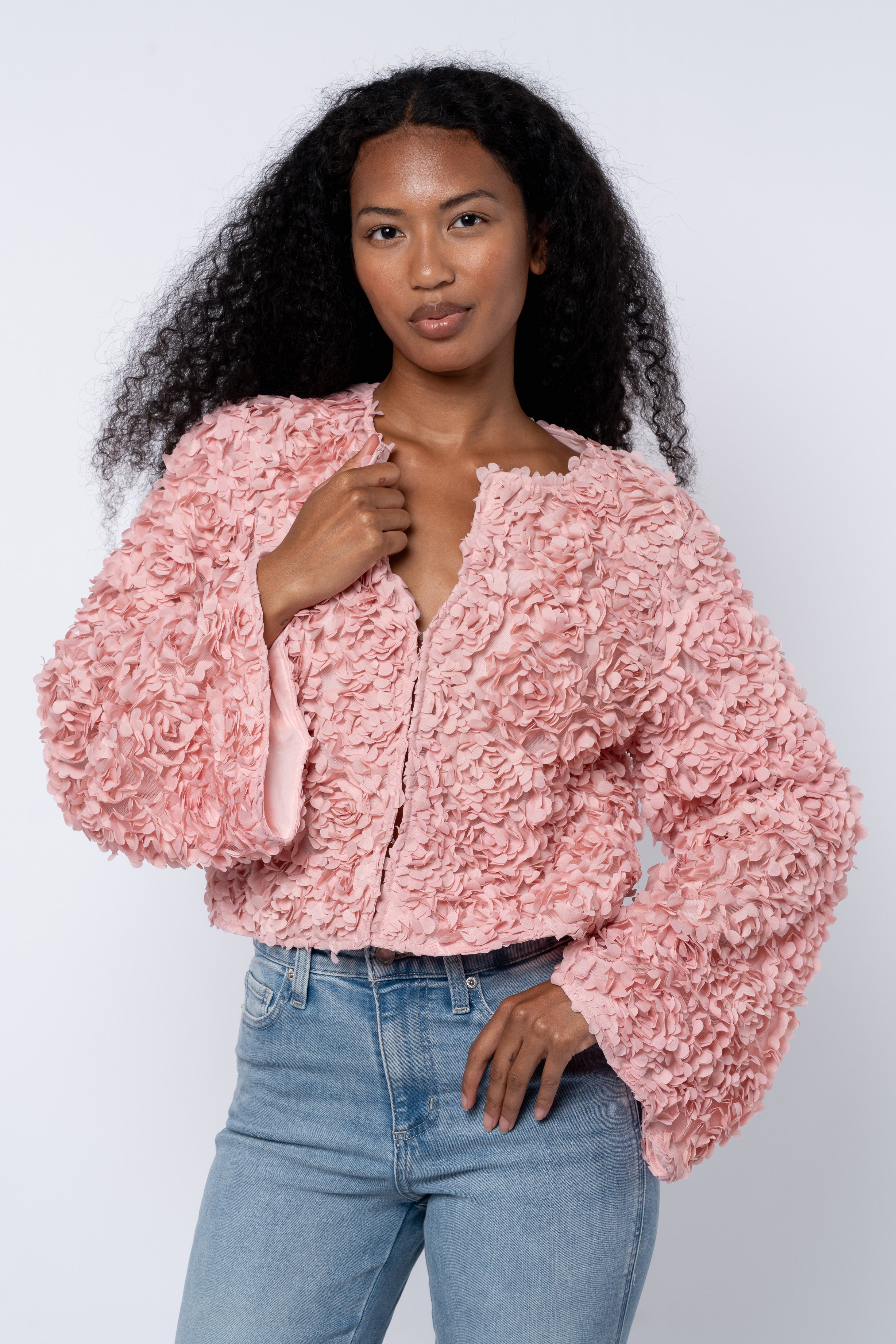 Image of Elliott Flower Embellished Cropped Jacket