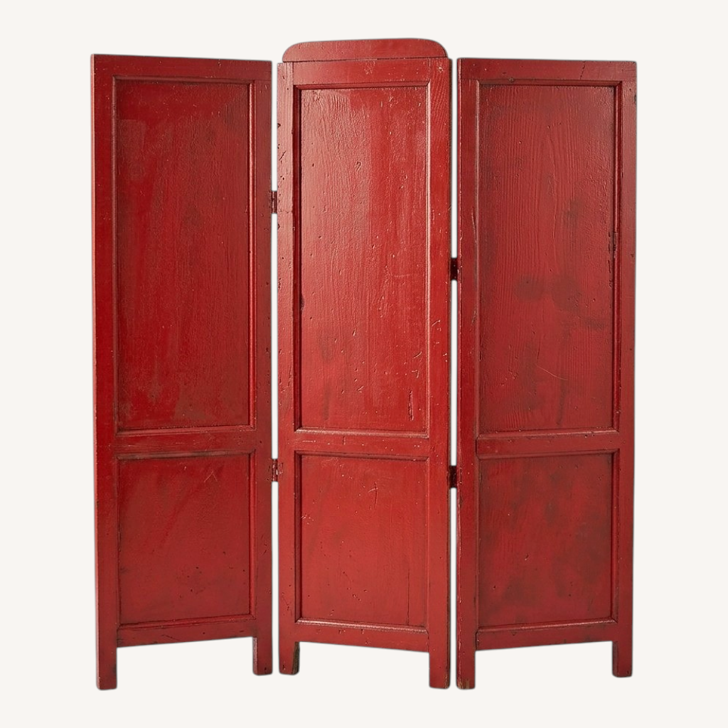 Image of Antique Painted Red Wood Room Divider