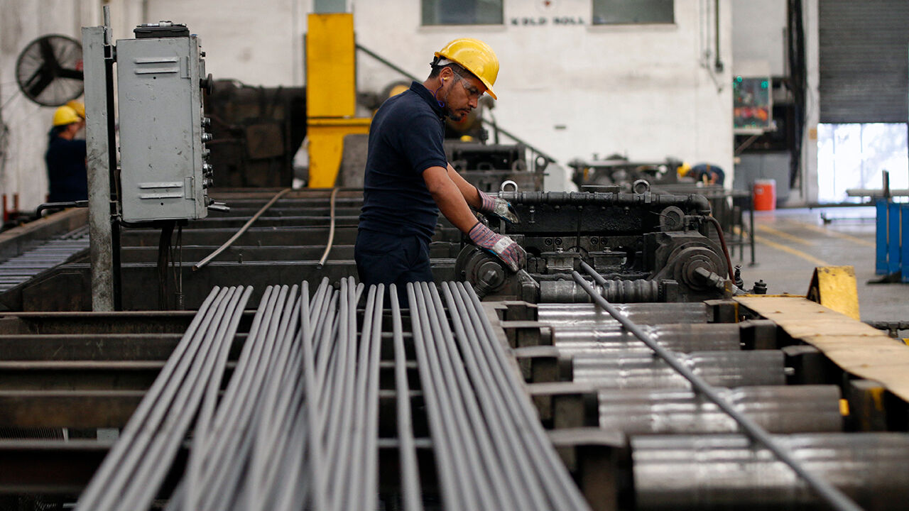 An employee works at the Kold Roll steel bar factory in Santa Catarina, Nuevo Leon state, Mexico