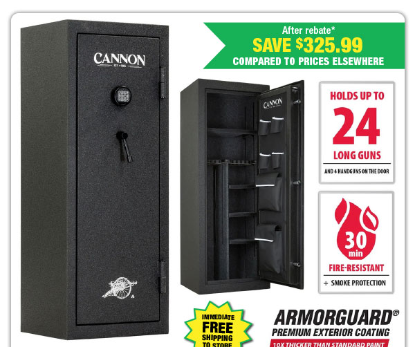 Cannon Fire-Resistant Electronic 24-Gun Safe - ONLY $444 After Rebate*!