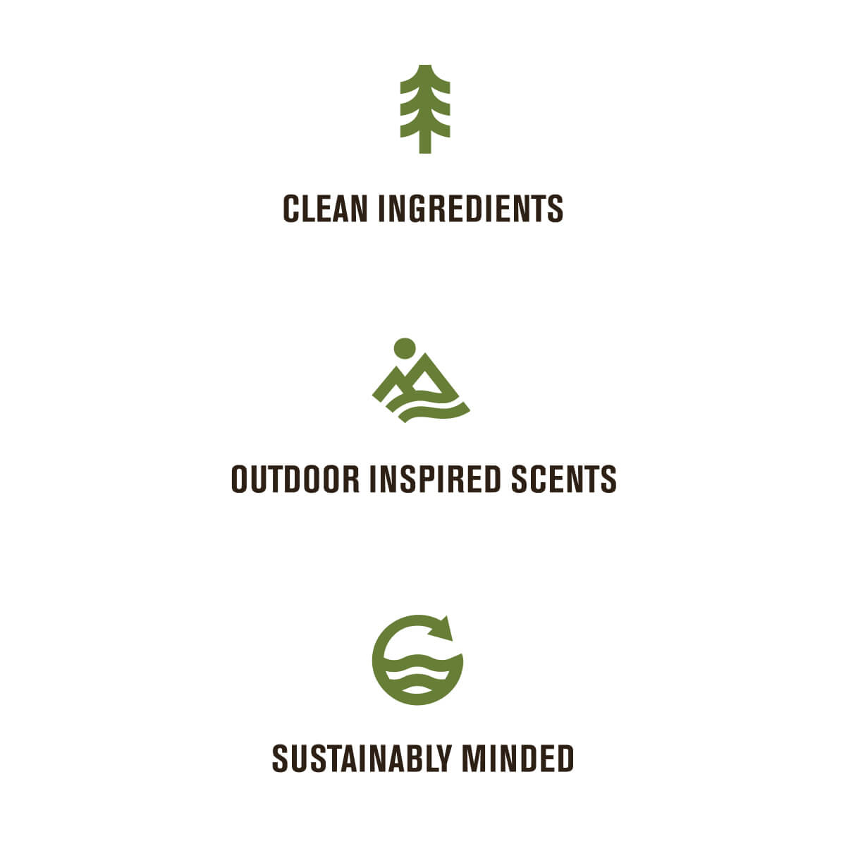 Green icons with Every Man Jack's brand pillars