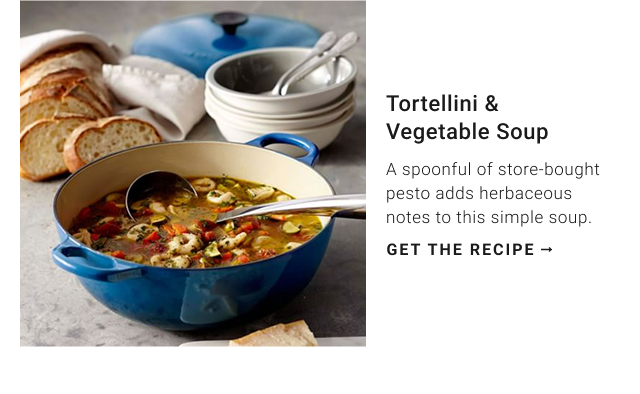 Tortellini & Vegetable Soup - A spoonful of store-bought pesto adds herbaceous notes to this simple soup. - get the recipe