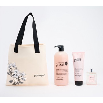 philosophy 3-piece grace fragrance layering set w/ floral tote