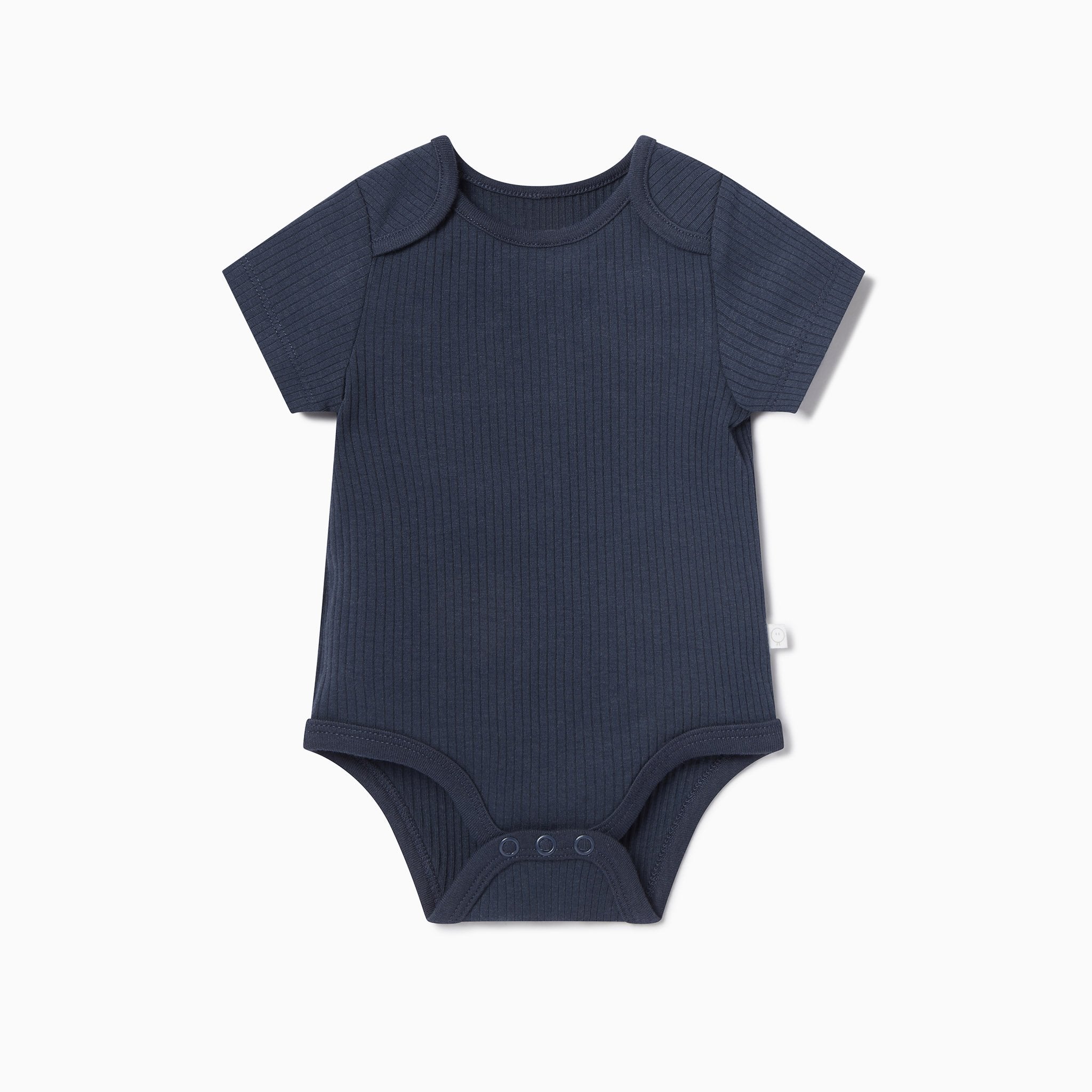 Image of Ribbed Short Sleeve Bodysuit - Navy