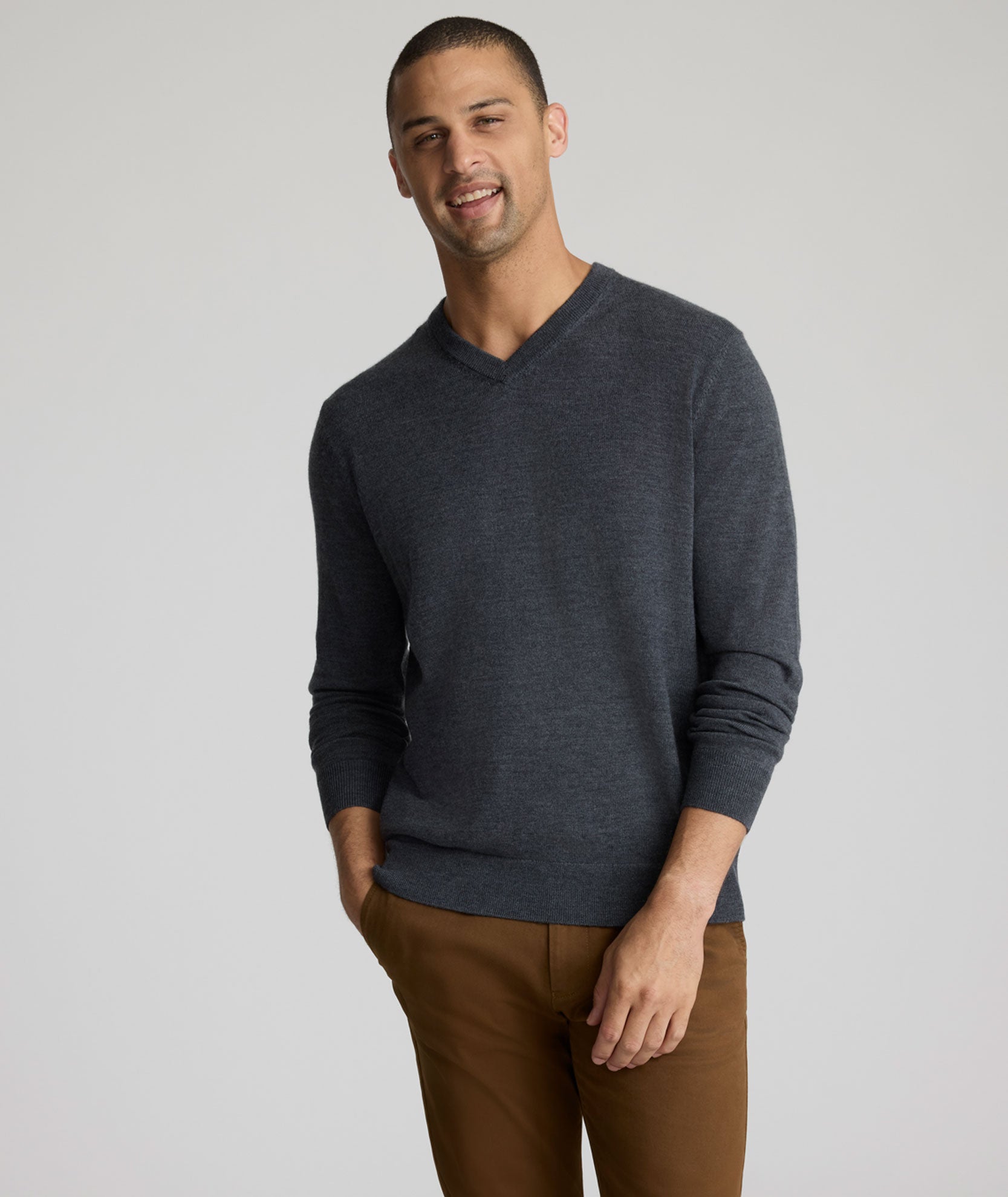 Image of Merino Wool V-Neck Sweater