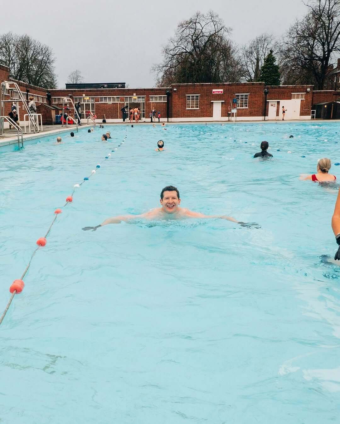 Josh in action at this year's cold swim.