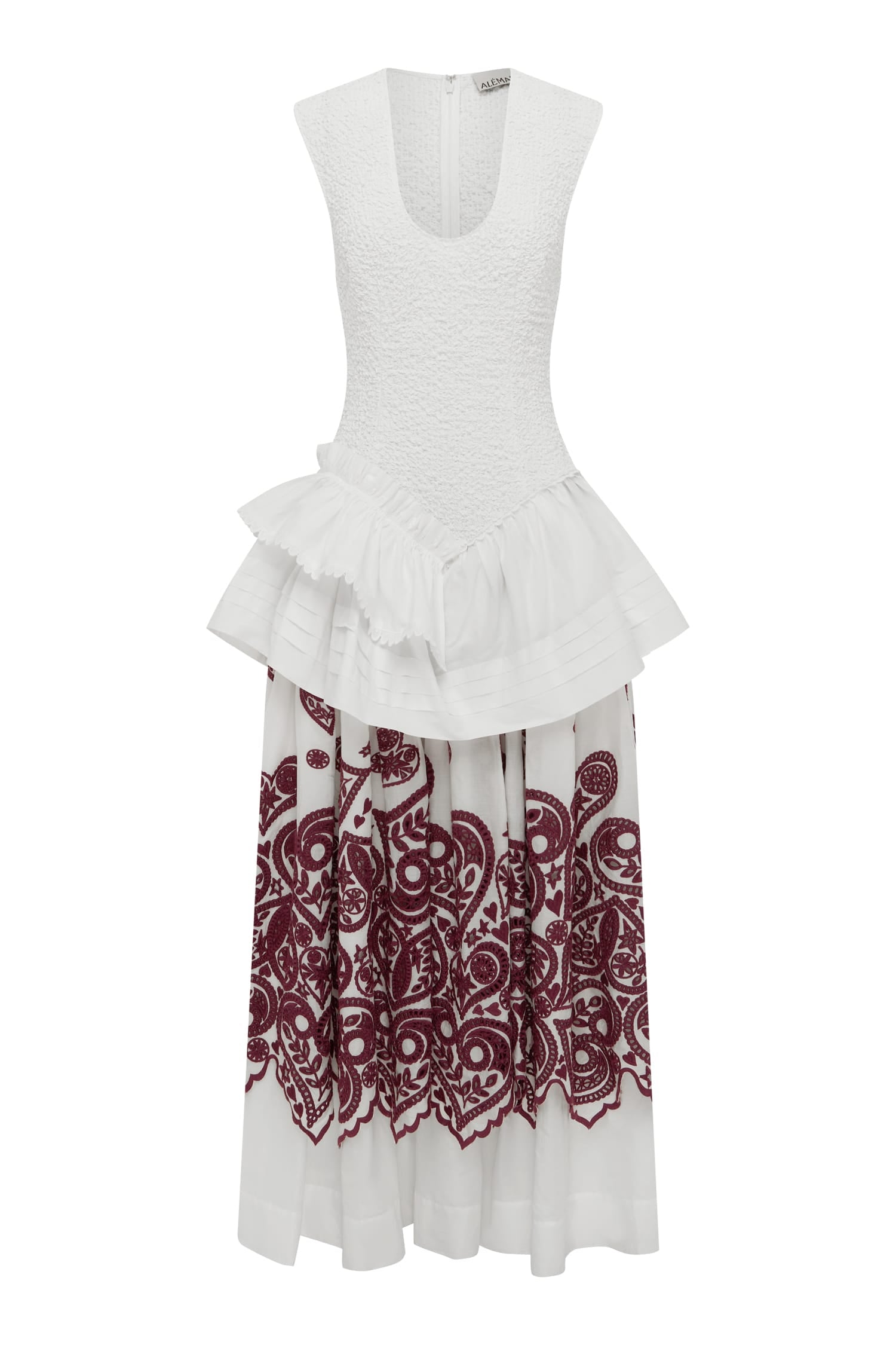 Image of BOBBY V NECK EMBROIDERED MIDI DRESS