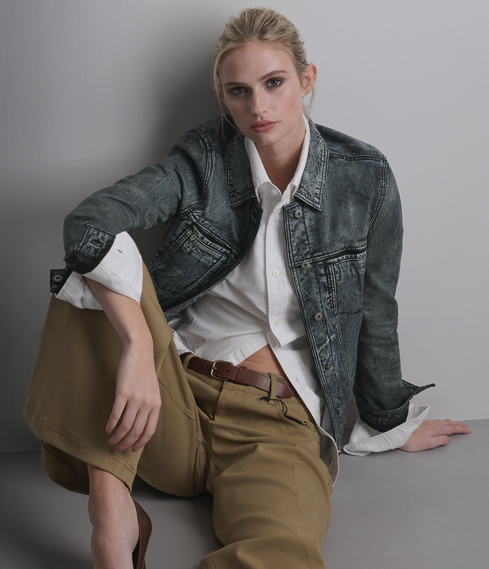 Image of Addison Leather Denim Jacket