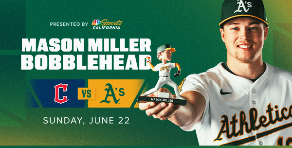 Guardians vs. Athletics - Sunday, June 22 - Mason Miller Bobblehead Presented by NBC Sports California