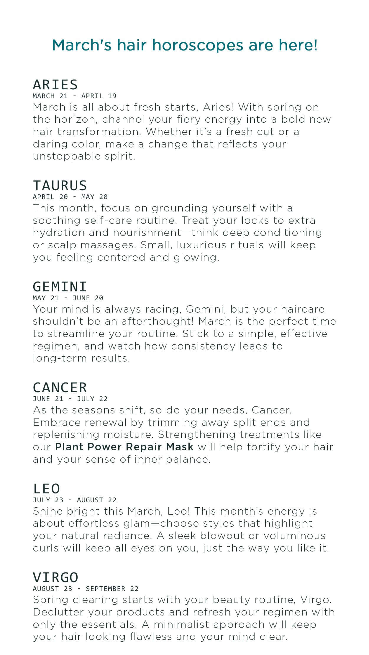 March's Hair Horoscopes