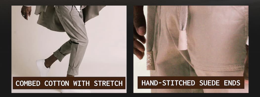 COMBED COTTON WITH STRETCH - HAND-STITCHED SUEDE ENDS
