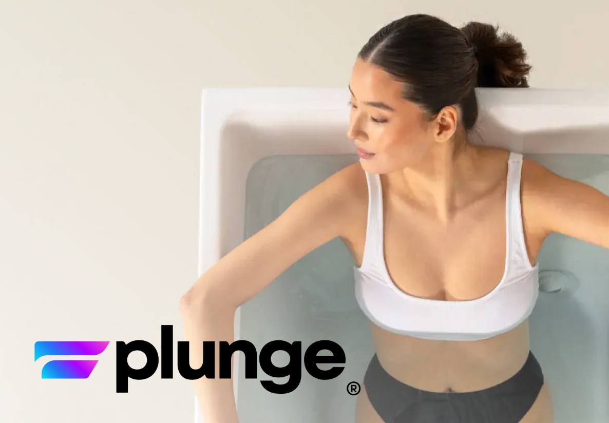 Overhead shot of a woman in a Plunge cold tub