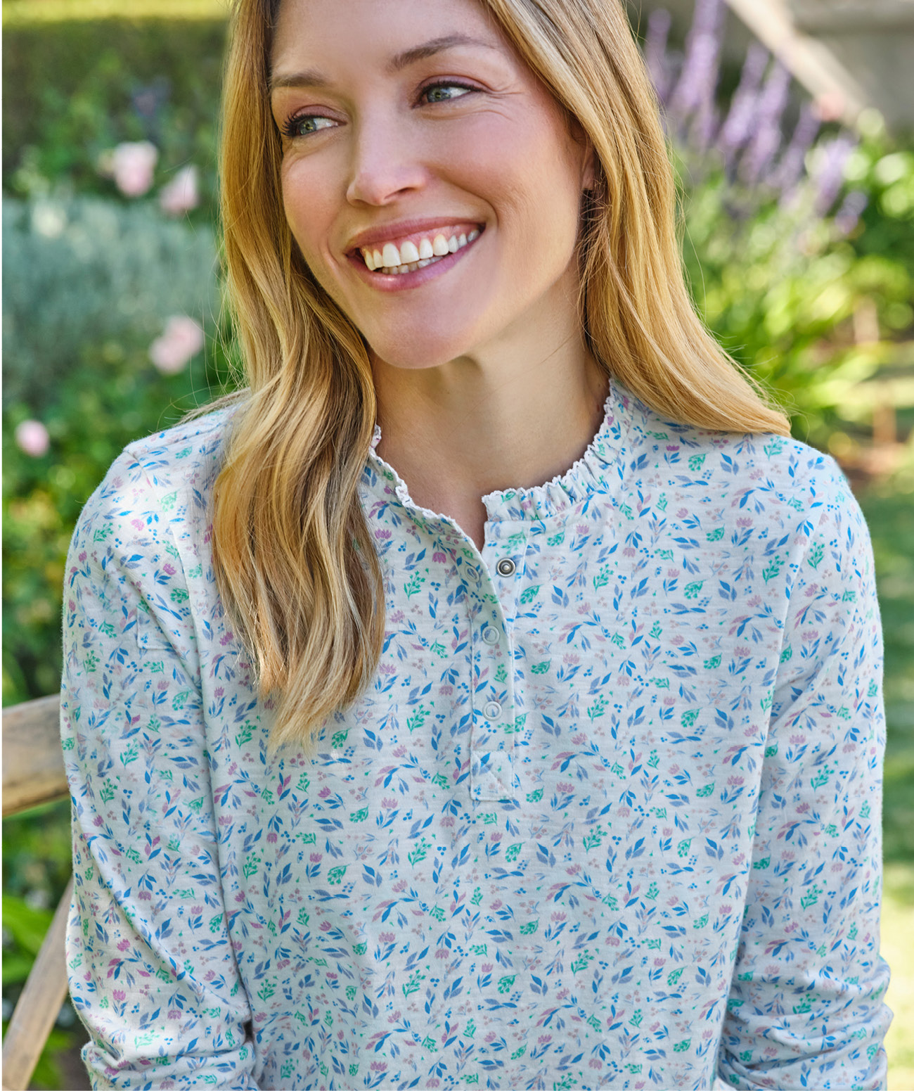 Frill Collar Popper Detail Top