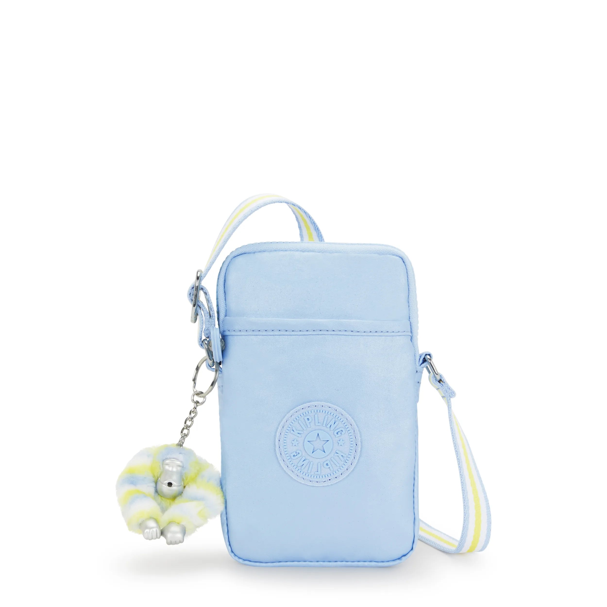 Tally Metallic Crossbody Phone Bag-Clear Sky Metallic