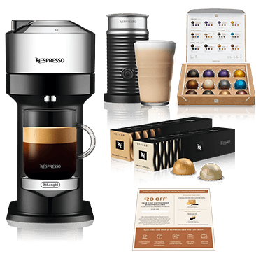 Nespresso Vertuo Next Deluxe with Aeroccino 3 and 32 Capsules
