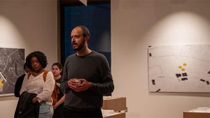 Ali Fard presenting at the Kibel Gallery Exhibit