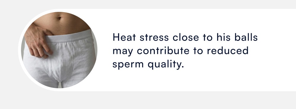 Heat stress close to his balls may contribute to reduced sperm quality.