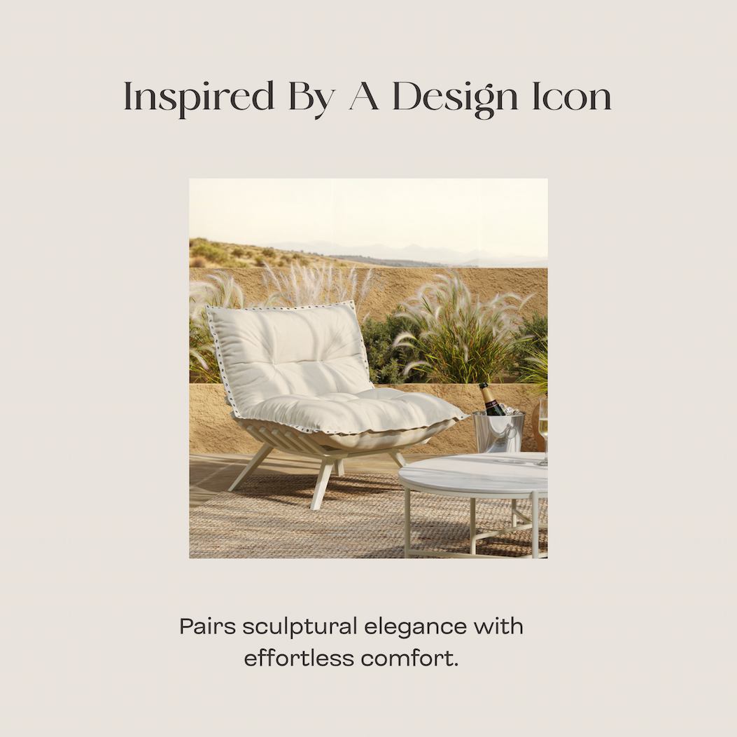 Inspired by a Design Icon  Pairs sculptural elegance with effortless comfort.