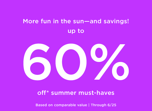 60% off summer styles