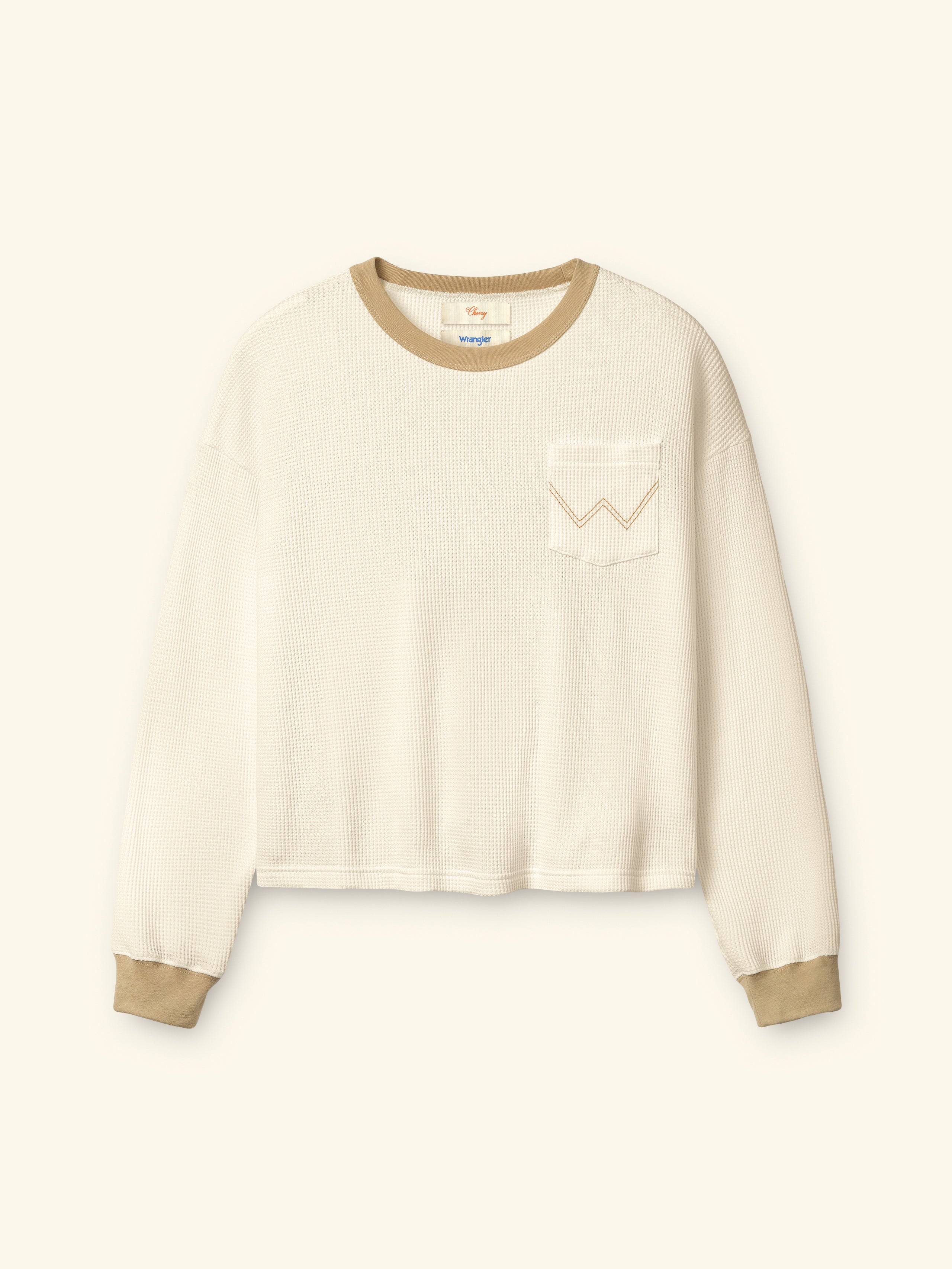 Image of Cherry x Wrangler Pocket Thermal Longsleeve Tee (Cream)