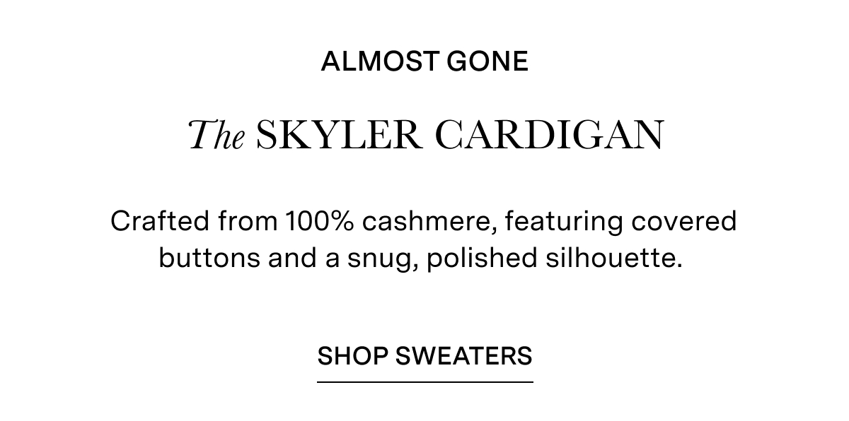 Crafted from 100% cashmere, featuring covered buttons and a snug, polished silhouette. 