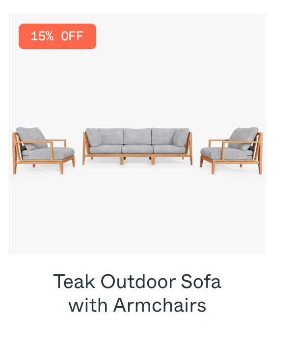 15% OFF Teak Outdoor Sofa with Armchairs