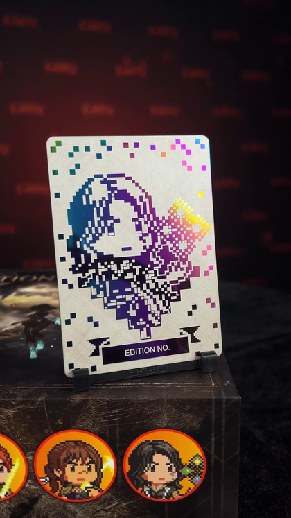 Holographic plate on its display stand