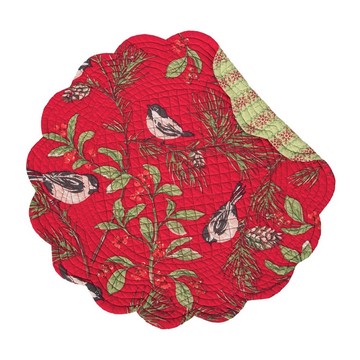 Chickadee Red Round Placemat Set of 6 by Valerie