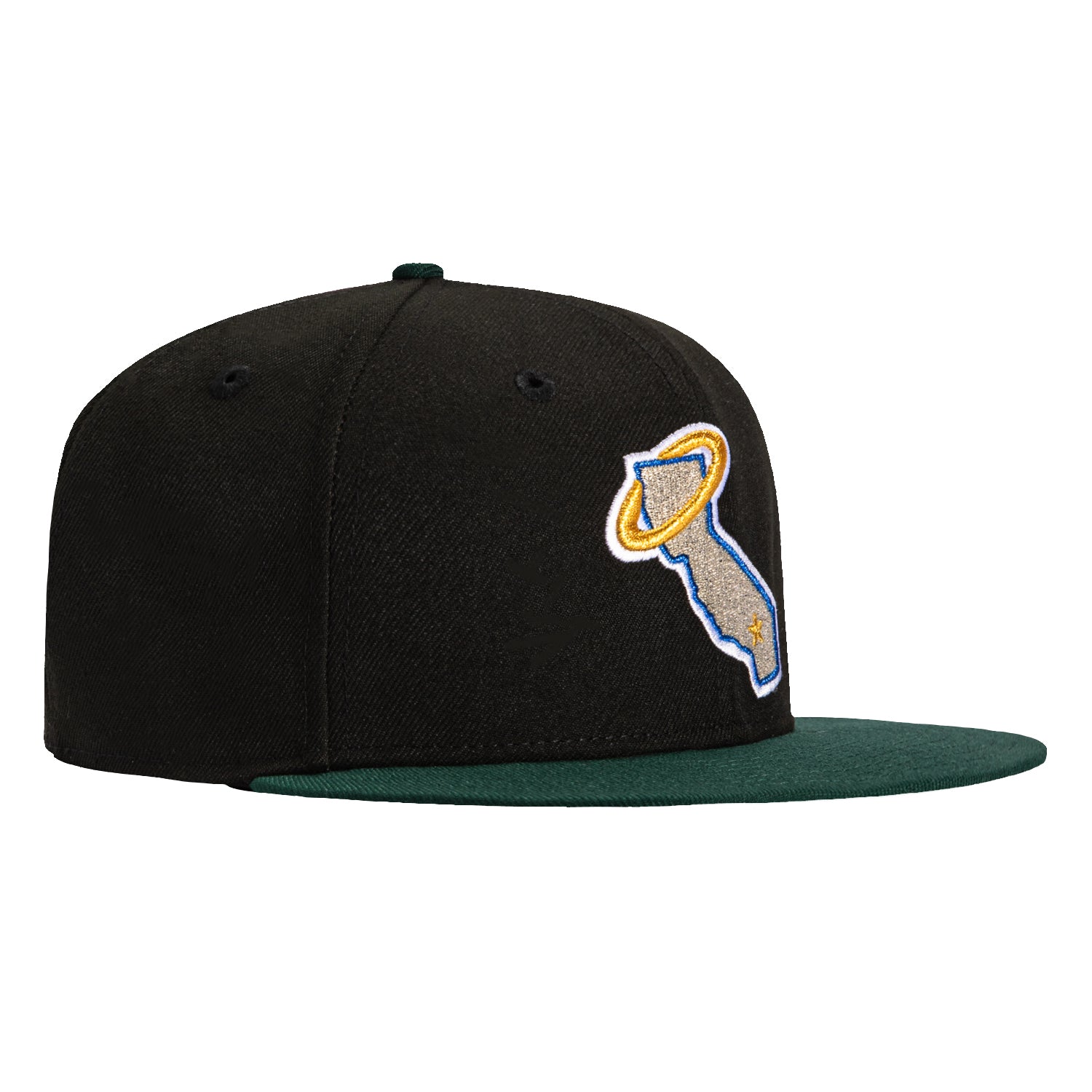 Image of New Era 59Fifty Los Angeles Angels State Hat - Black, Green, Metallic Silver