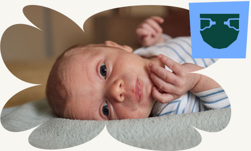 A baby laying looking towards the camera