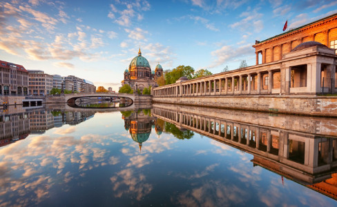 River Colonnade Cathedral Sunrise Berlin