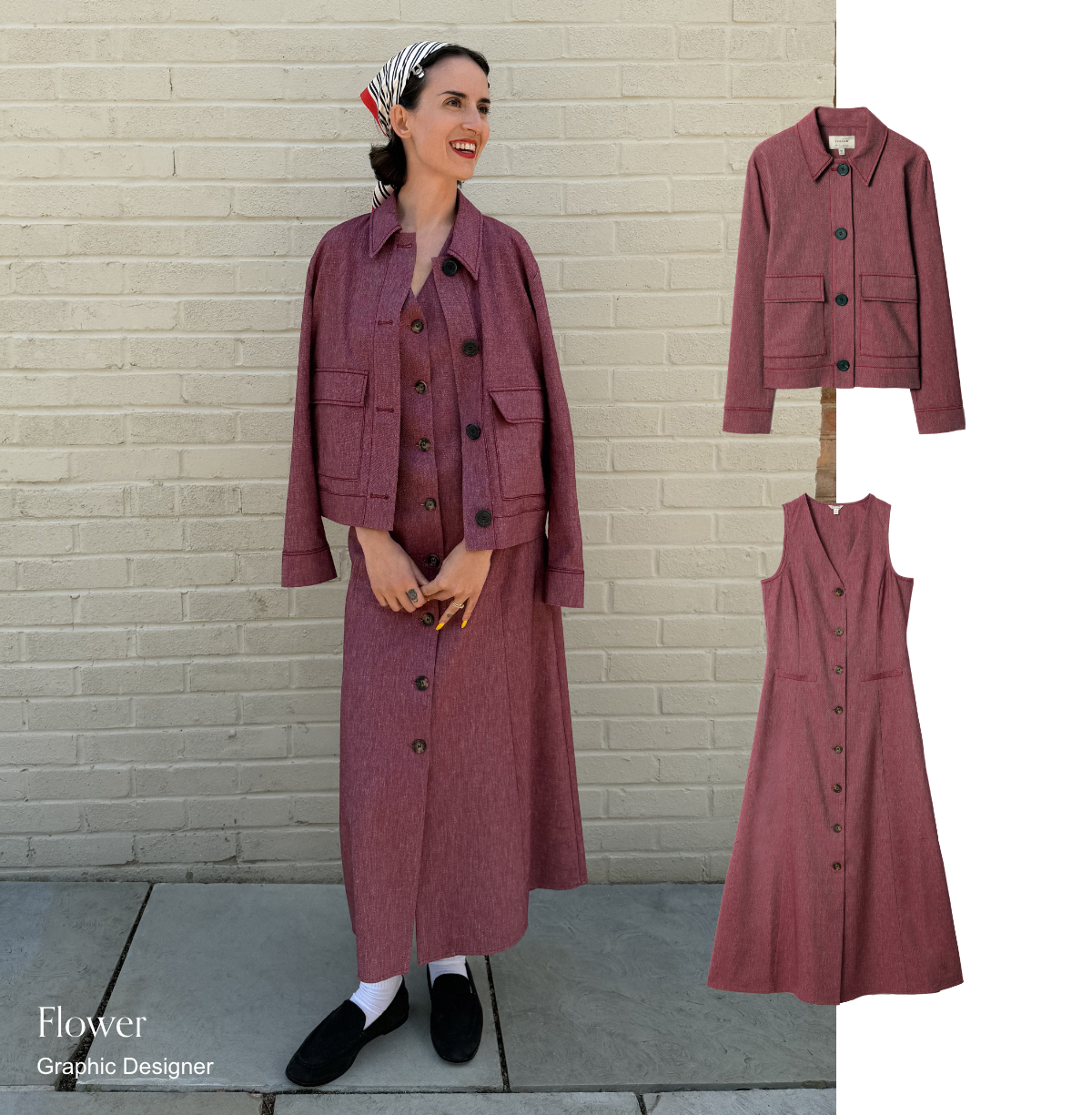 Dress and jacket plum colour buttons
