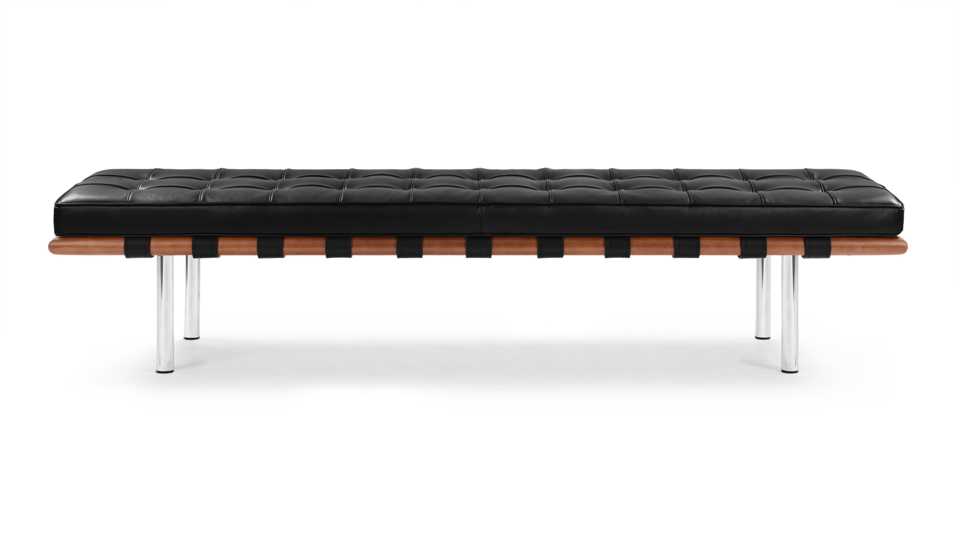 Image of Manhattan - Manhattan Three Seater Bench, Midnight Black Premium Leather