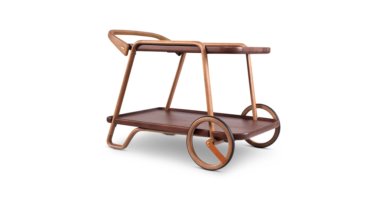 Image of Horatio Mid Century Wood Bar Cart