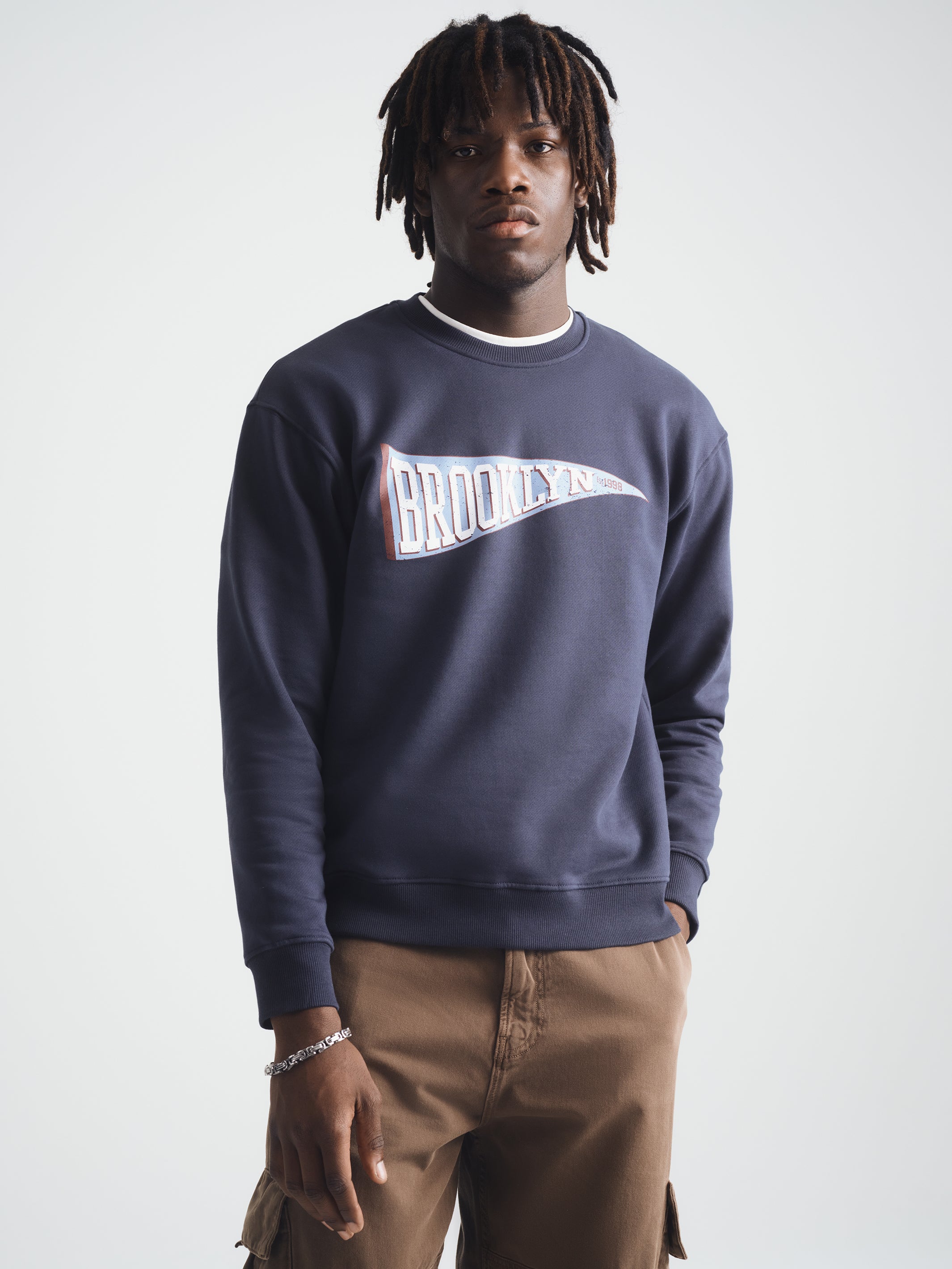 Image of Men's Brooklyn Varsity Sweatshirt in Blueberry