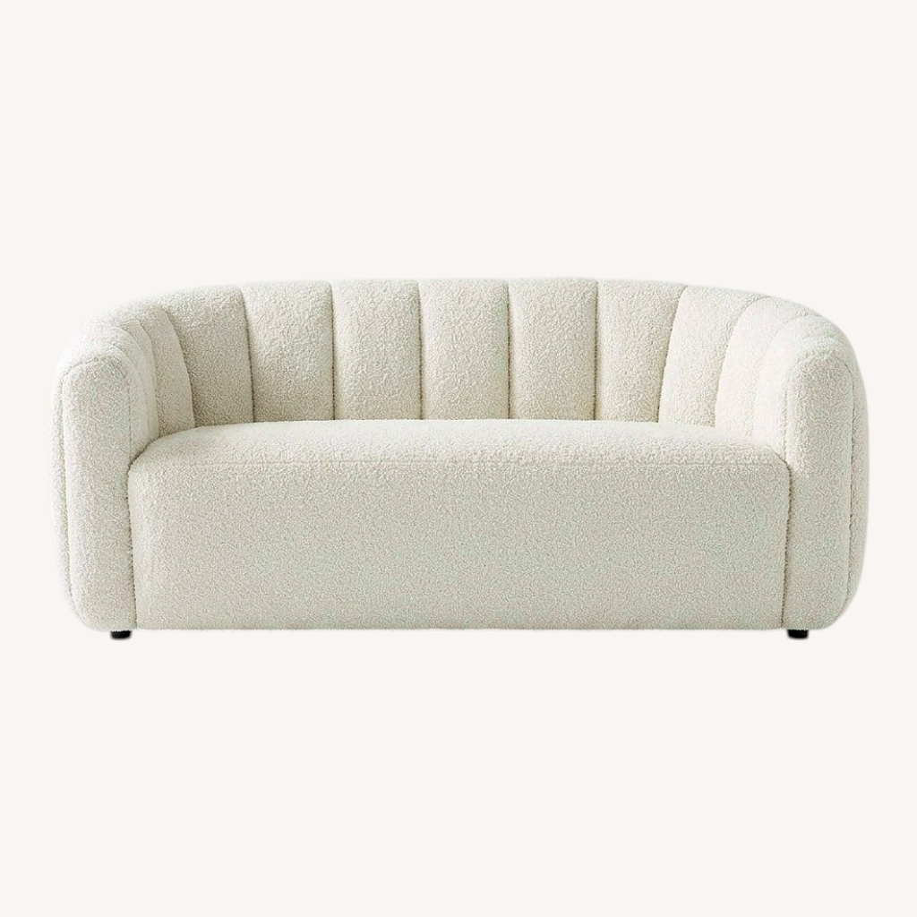 Image of CB2 Channeled Boucle Loveseat Sofa
