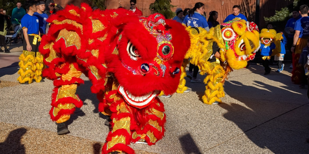 Lion dancers perform during the museum’s 2025 Lunar New Year Festival