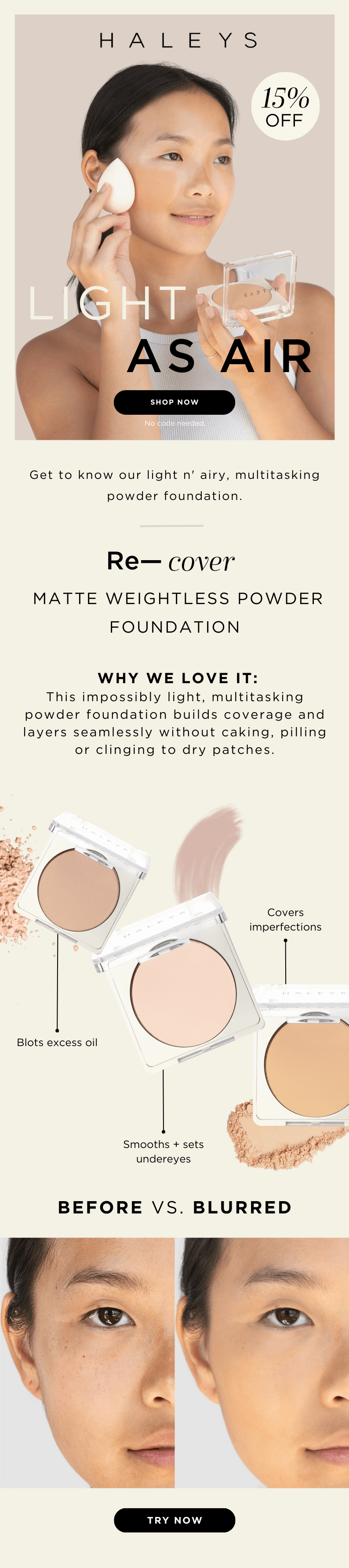 Get to know our light n' airy, multitasking powder foundation - Re-cover.