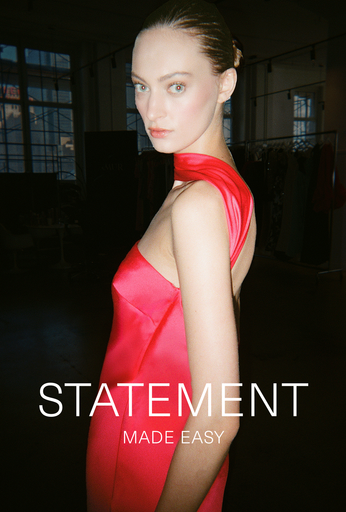 Statement, Made Easy | Saturated color commands attention. Clean lines create clarity. Strategic draping shapes the silhouette. Modern glamour, distilled to its most effortless form.