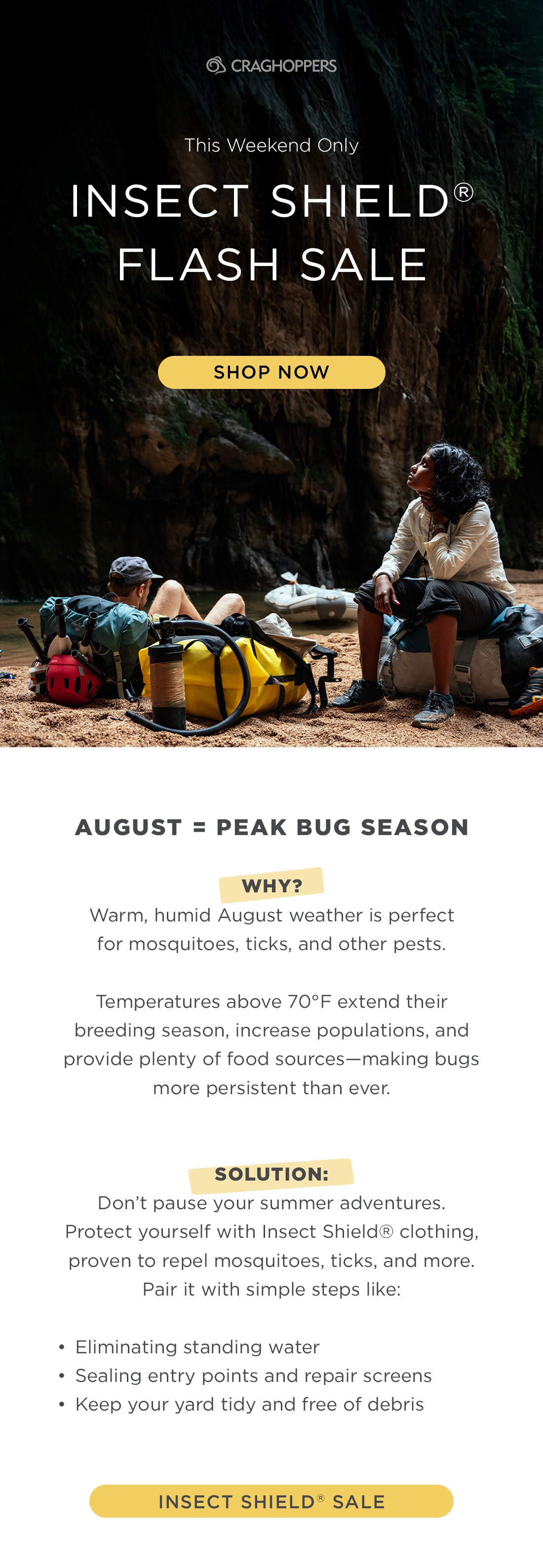 insect shield flash sale! shop bug protection during peak bug season