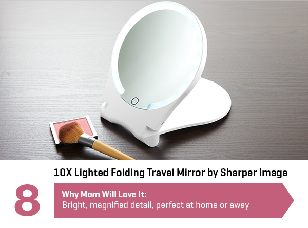 10X Lighted Folding Travel Mirror by Sharper Image