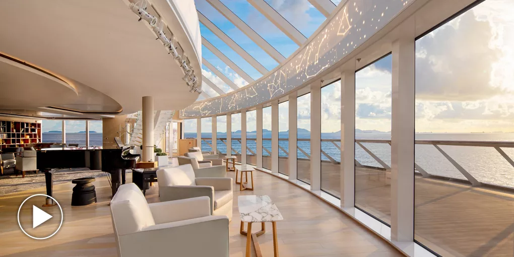 Explorers Lounge Ocean Ship Seating Sunset