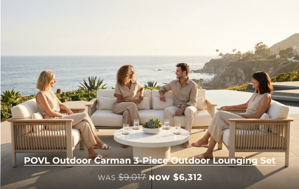 POVL Outdoor Carman 3-Piece Outdoor Lounging Set – Was $9,017, Now $6,312