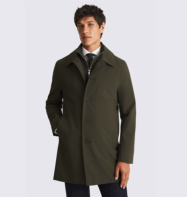 Dark Khaki Raincoat With Removable Insert