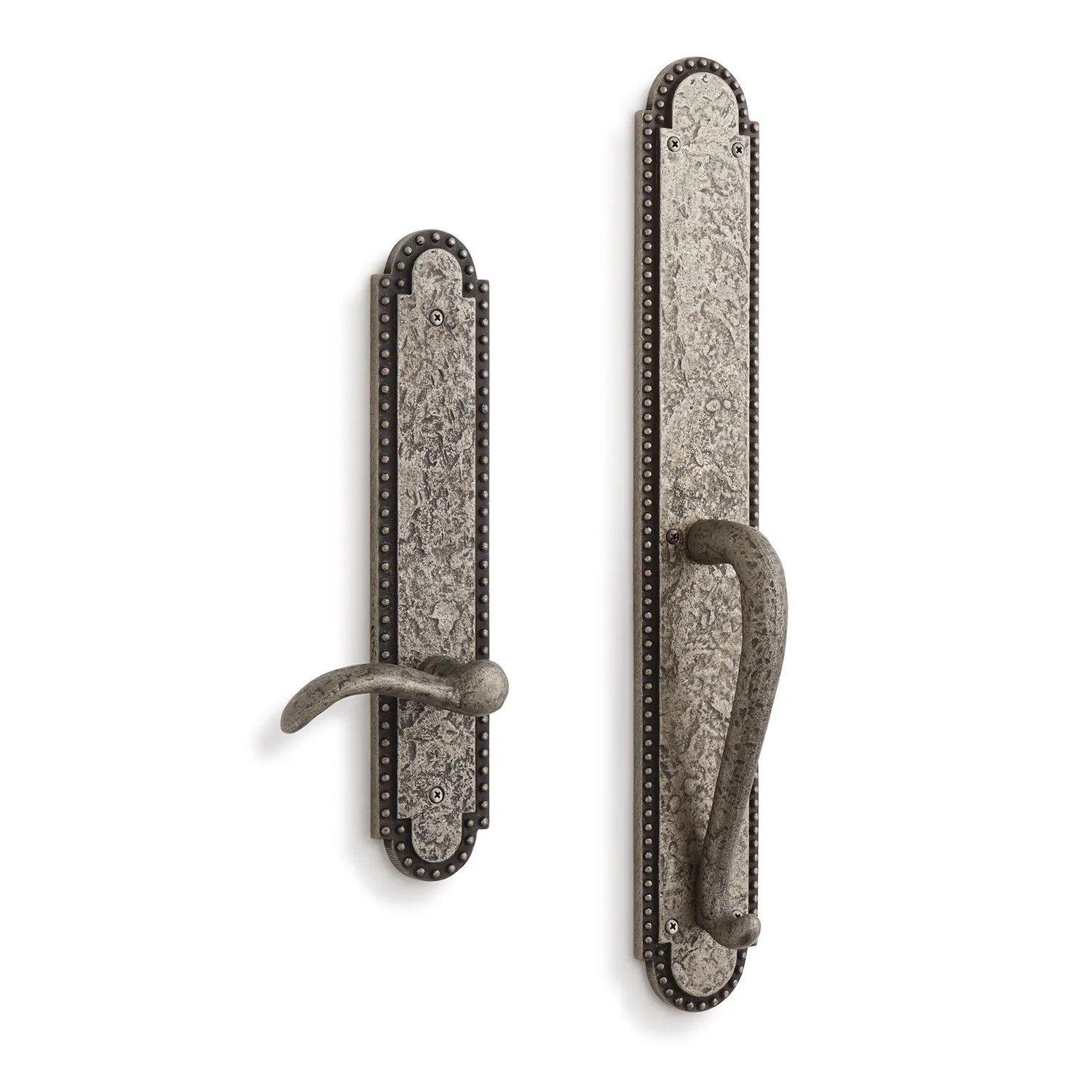 Marconi Solid Bronze Dummy Entrance Door Set with Lever Handle - Right Hand - Antique Pewter