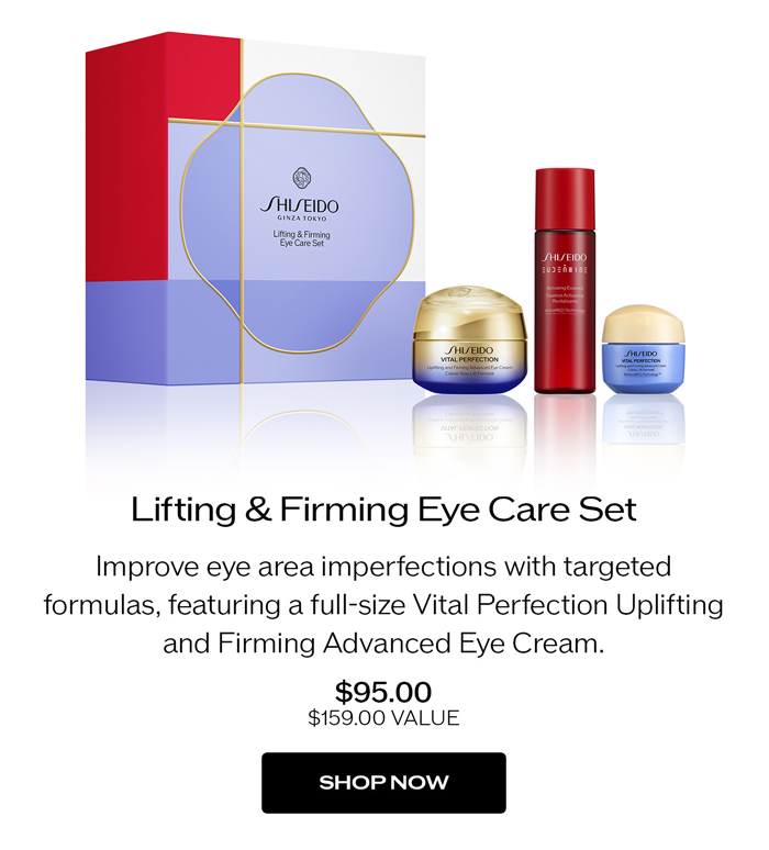 Improve eye area imperfections with targeted formulas, featuring a full-size Vital Perfection Uplifting and Firming Advanced Eye Cream