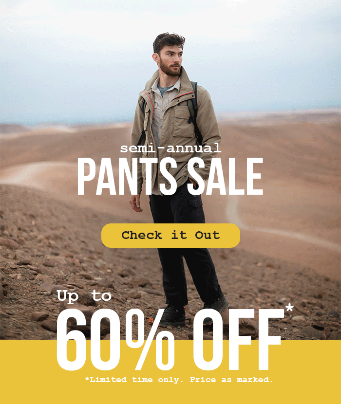 GIF-style carousel photographs of a man hiking in the desert, wearing Insect Shield apparel.